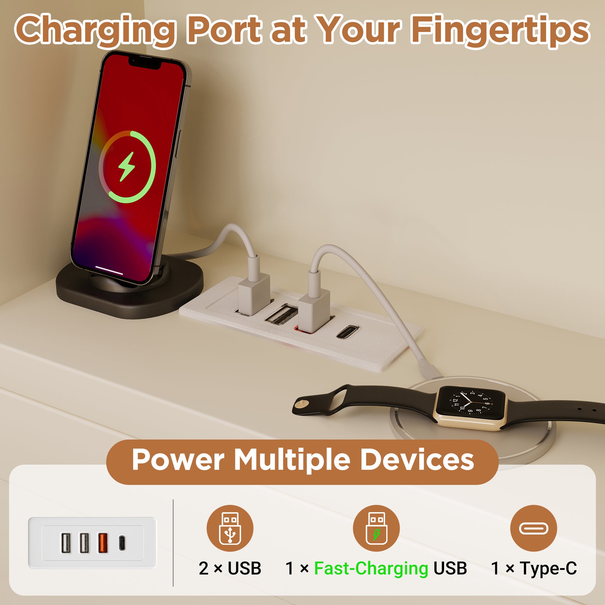 Single Daybed With Storage  USB Type C Port, 3FT Platform Bed With Bookcase, 90 X190 Cm Multi-functional Wooden Bed Frame For Living Room Bedroom, White No Mattress