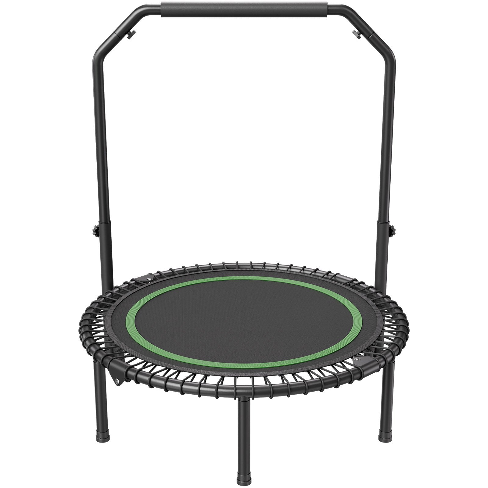 Foldable Mini Trampoline  40 Inch Fitness Rebounder  Max Load 330lbs Exercise Trampoline, Stable & Quiet Trampoline With 4 Level Height Adjustable Foam Handle, For Adults Indoor-Garden Workout