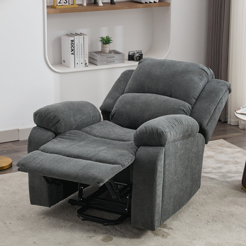 Power Massage Lift Recliner Chair With Heat & Vibration For Elderly, Heavy Duty And Safety Motion Reclining Mechanism Fabric Sofa With Storage Pockets, Cup Holders