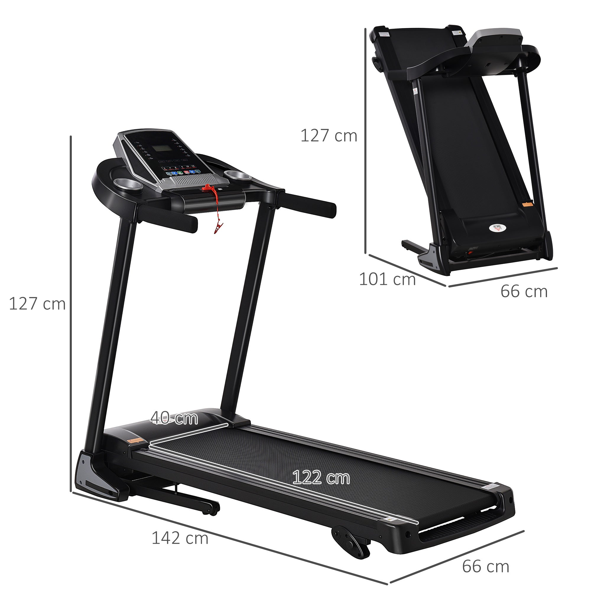 Folding Treadmill, 2.0HP Incline Treadmill Running Machine, 12.8 Km/h, With LED Display, Manual Incline, 12 Preset Programs, Drink & Phone Holder For Home Gym Fitness